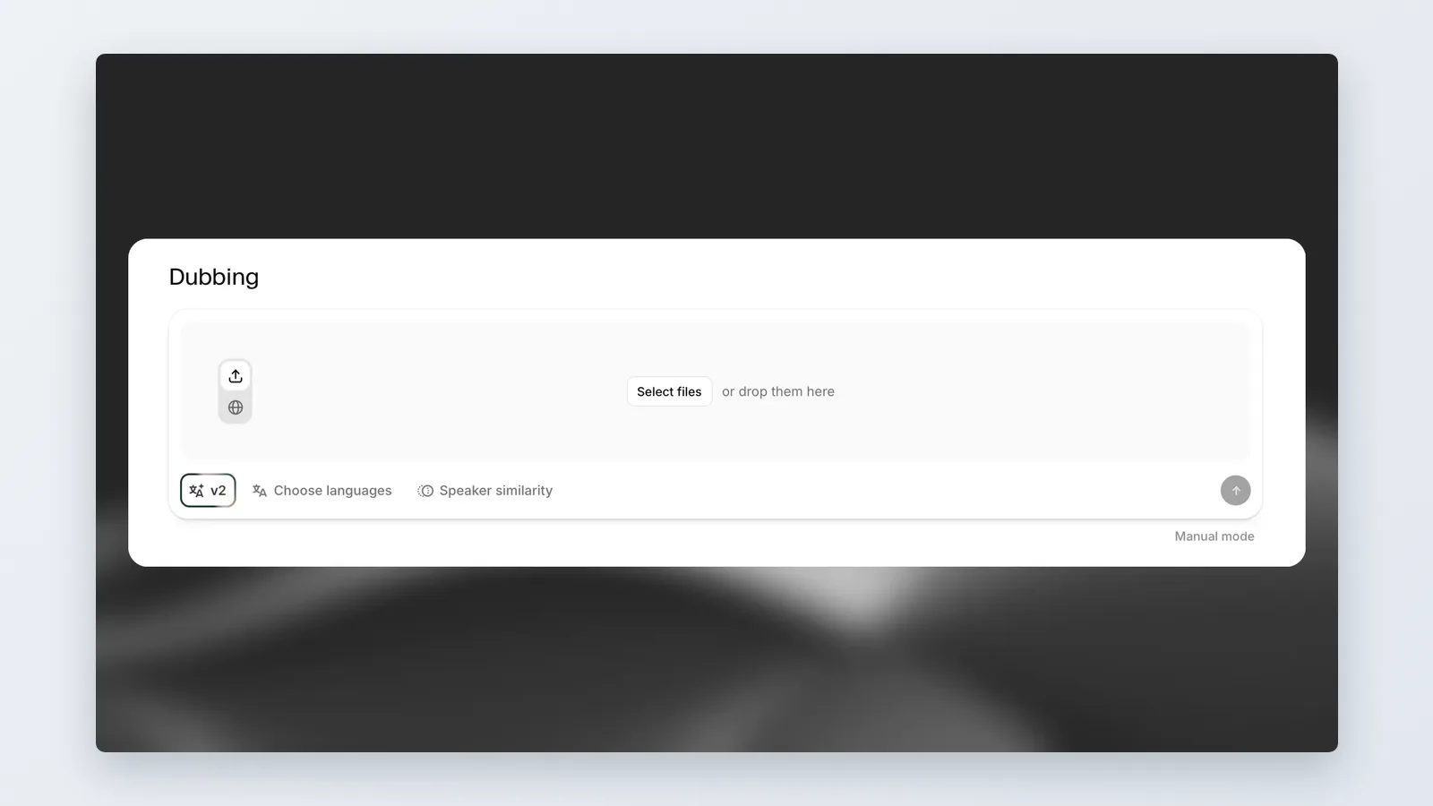 ElevenLabs screen: Dubbing Studio: create a dub, set source Spanish and target English
